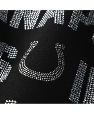 Women's Black Indianapolis Colts Oversized Hype Era Rhinestone Text Sweatshirt