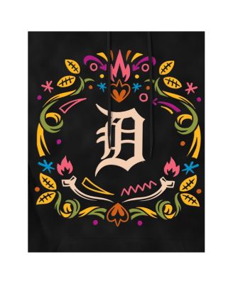 Men's Black Detroit Tigers Día De Los Muertos Brushed Fleece Hoodie