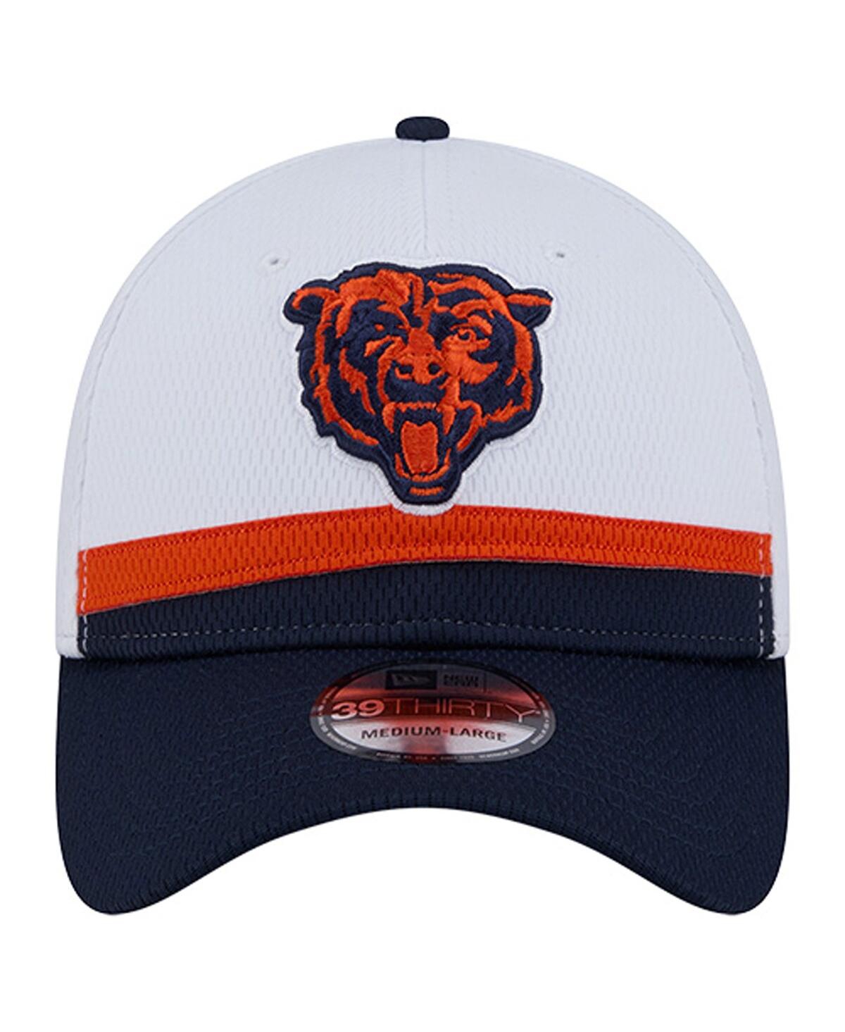 New Era Men's White/Navy Chicago Bears Dashmark Rays 39THIRTY Flex Hat
