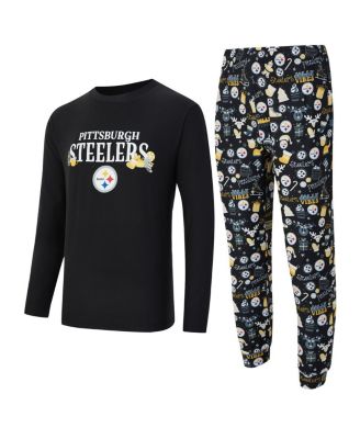 Concepts Sport - Men's Black Pittsburgh Steelers Chestnut Long Sleeve Top and Pants Set
