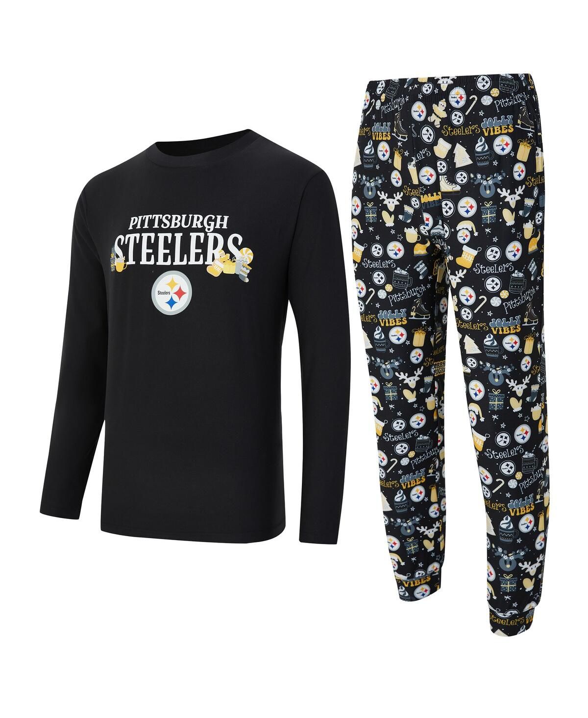 Мужской комплект из 2 предметов черного цвета Pittsburgh Steelers Chestnut с длинным рукавом и брюками