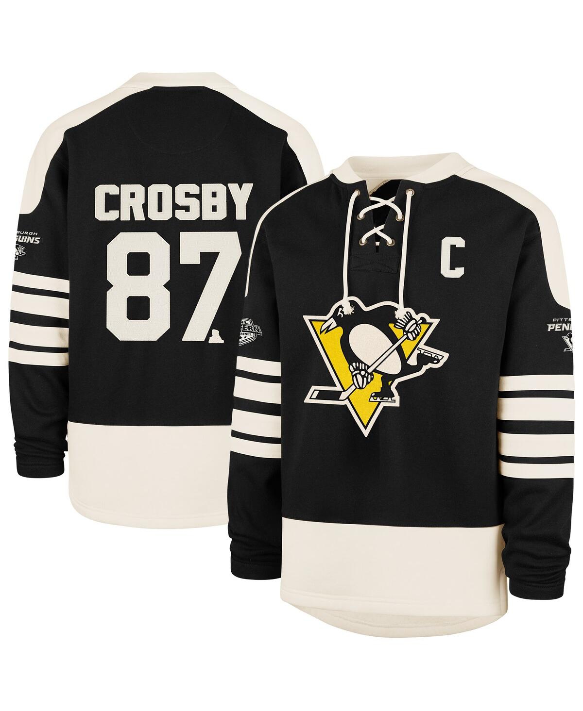 '47 Brand Men's Sidney Crosby Black Pittsburgh Penguins Player Name Number Sweep Check Eternal Lacer Sweatshirt