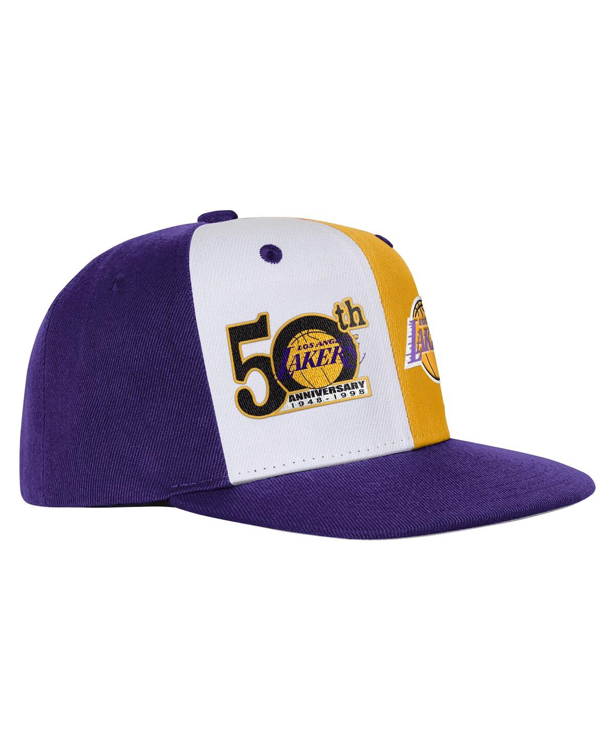 Mitchell & Ness Big Boys And Girls Purple Los Angeles Lakers 50th Anniversary Duo Front Snapback Hat In Yellow