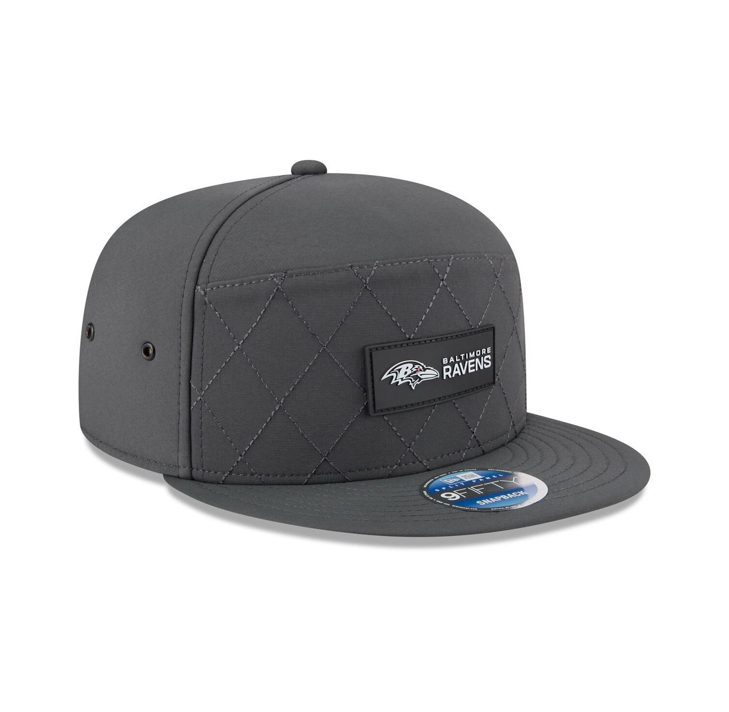 Men's Charcoal Baltimore Ravens 2025 Sideline Cold Weather Split Panel 9FIFTY Snapback Hat