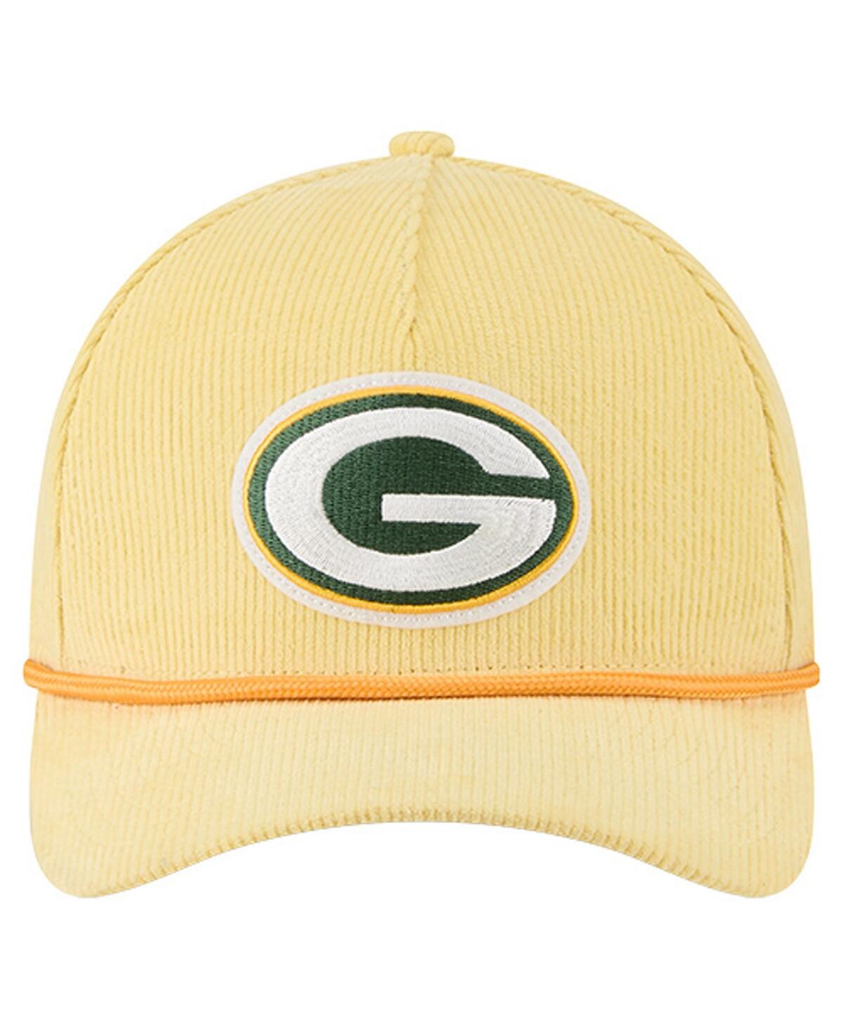 New Era Men's Gold Green Bay Packers Cord Corduroy 9forty A-frame Adjustable Hat In Neutral