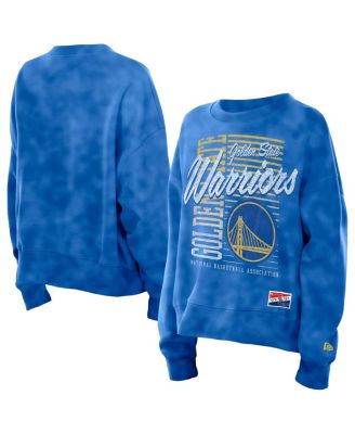 New Era - Women's Royal Golden State Warriors Boxy Throwback Mineral Wash Sweatshirt