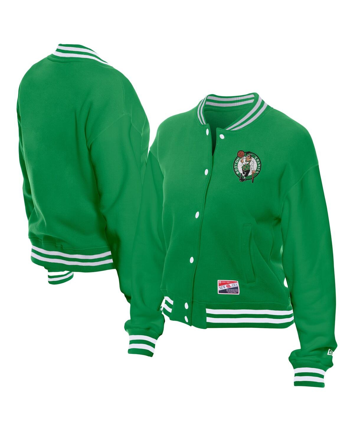 New Era Women's Kelly Green Boston Celtics Throwback Full-snap Jacket In Green