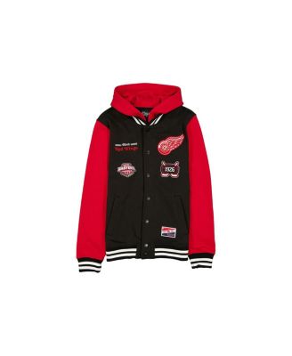 Men's Black/Red Detroit Red Wings Full-Snap Fleece Hoodie Jacket