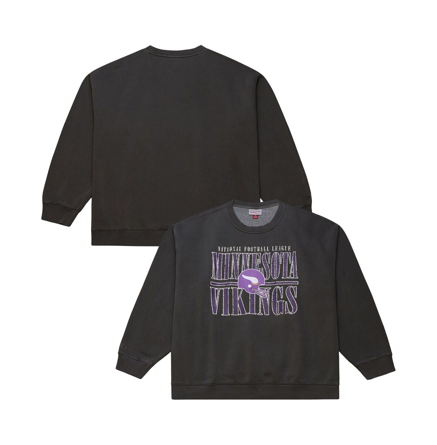 Мужская толстовка Mitchell & Ness Black Minnesota Vikings Downtown Crew Vintage Logo — фото 1