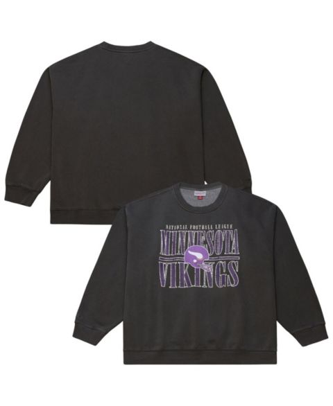 Мужская толстовка Mitchell & Ness Black Minnesota Vikings Downtown Crew Vintage Logo