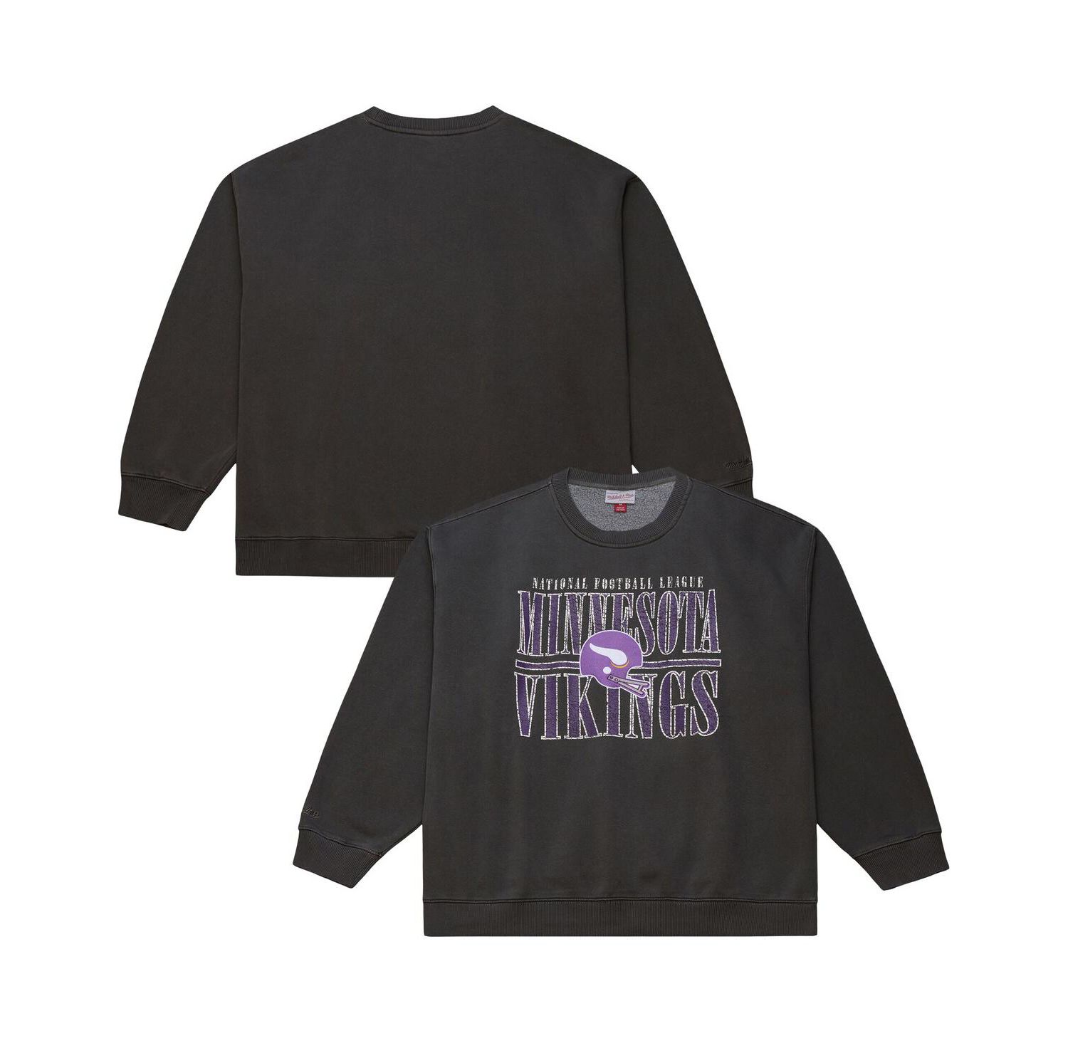 Men's Black Minnesota Vikings Downtown Crew Vintage Logo Sweatshirt