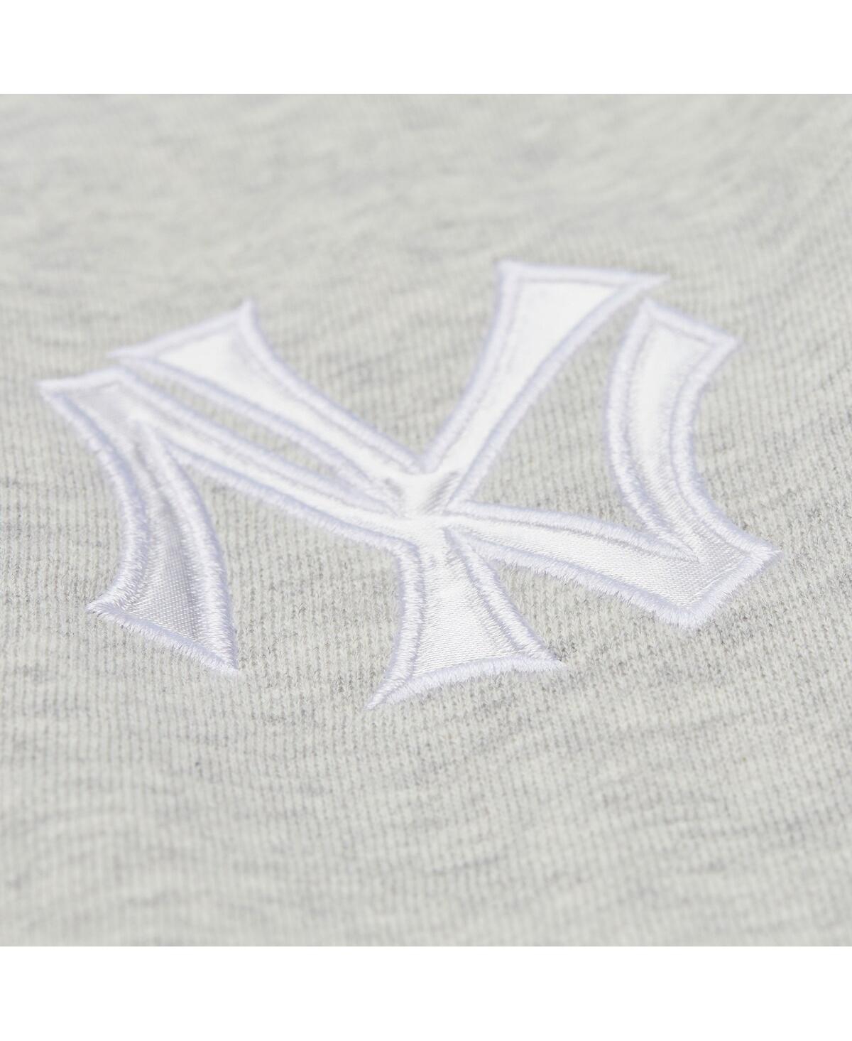 Mitchell & Ness Women's Heather Gray New York Yankees Cooperstown Collection V-neck Cropped Toggle Sweatshirt In Gray