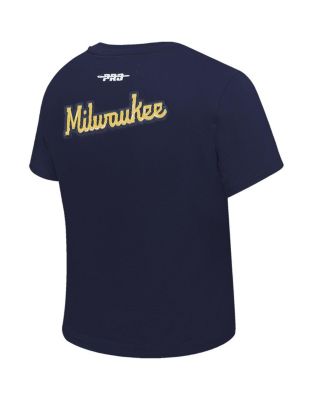 Women's Navy Milwaukee Brewers Game Day Classics Baby Doll Cropped T-Shirt
