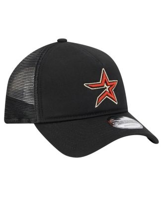 Men's Black Houston Astros 9FORTY A-Frame Trucker Adjustable Hat