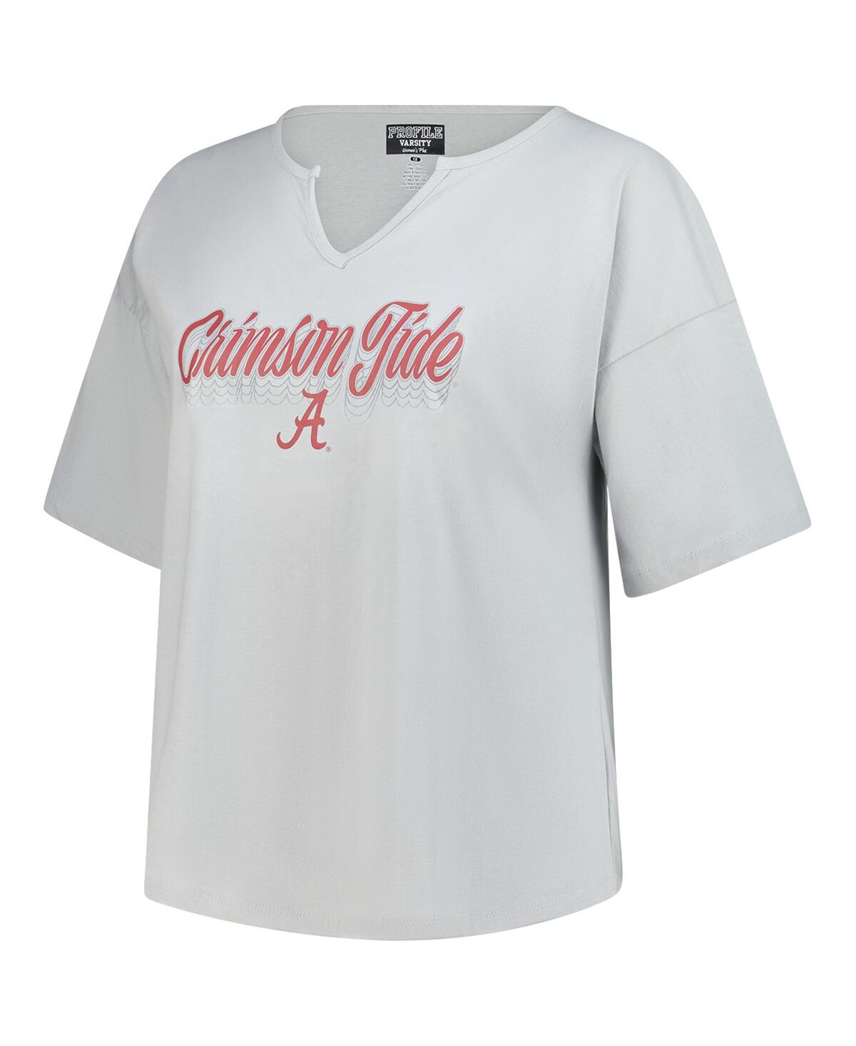 Fanatics Women's Gray Alabama Crimson Tide Plus Size Winning Gear Notch Neck T-shirt In White