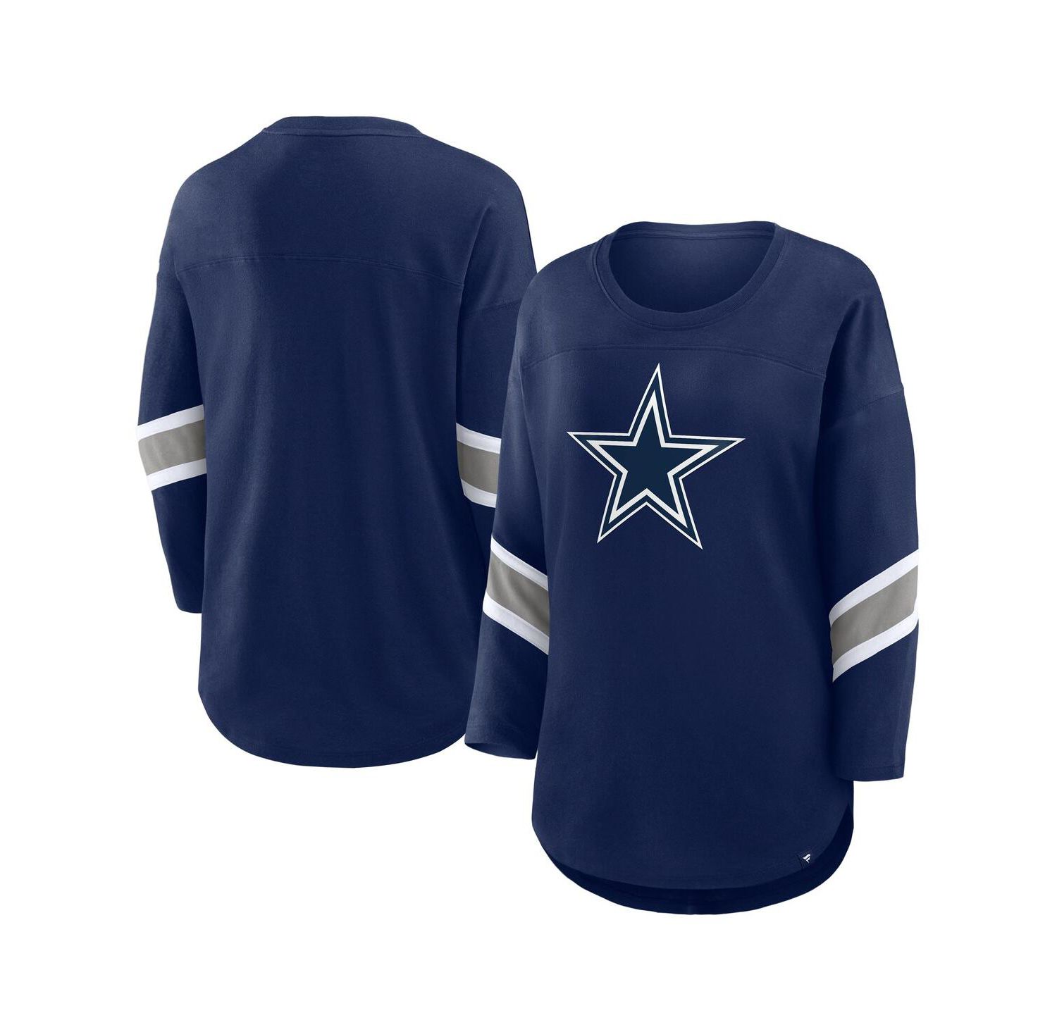Women's Navy Dallas Cowboys Plus Size Redzone 3/4-Sleeve Scoop Neck T-Shirt