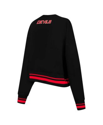 Women's Black New Jersey Devils Area Code Cropped Pullover Sweatshirt