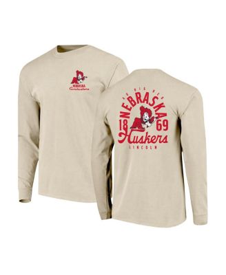 Men's Natural Nebraska Huskers Comfort Colors Mascot Overlay Long Sleeve T-Shirt