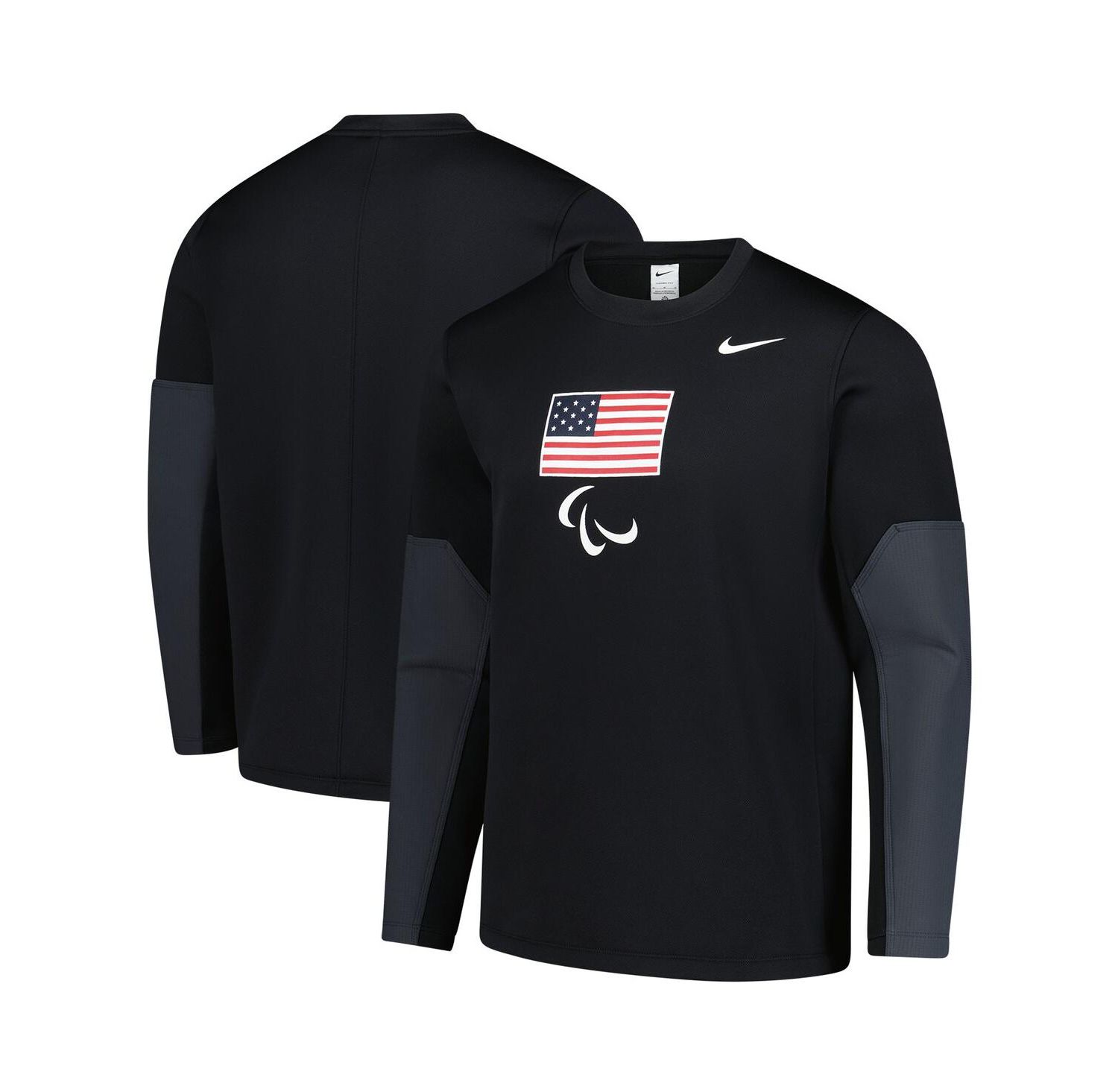 Men's Black U.S. Paralympics Coaches Long Sleeve Therma-FIT Sweatshirt