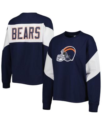 Starter - Women's Navy Chicago Bears Insight Crop Tri-Blend Long Sleeve T-Shirt