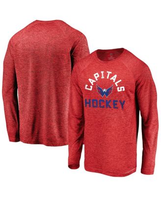Fanatics - Men's Athletic Red Washington Capitals Iconic Striated Breezer Raglan Long Sleeve T-Shirt