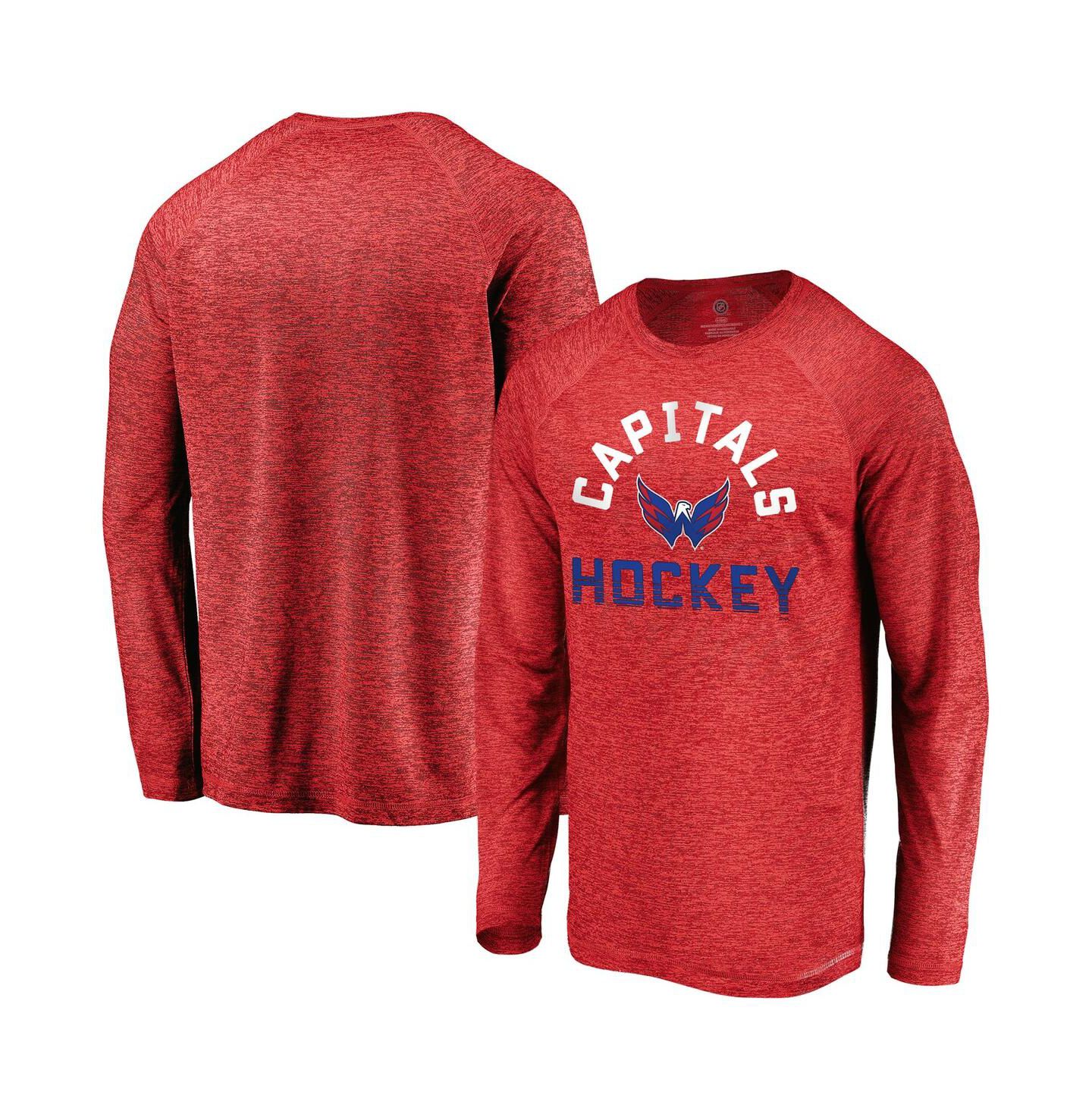 Мужская футболка Fanatics Athletic Red Washington Capitals Iconic Striated Breezer Raglan Long Sleeve — фото 1