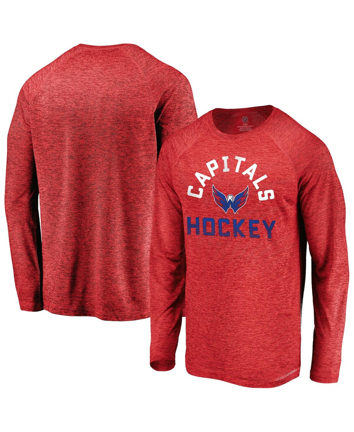 Fanatics Men's Athletic Red Washington Capitals Iconic Striated Breezer Raglan Long Sleeve T-shirt In Red