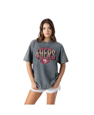 Women's Gray San Francisco 49ers Peak Performance Oversized Snow Wash T-Shirt