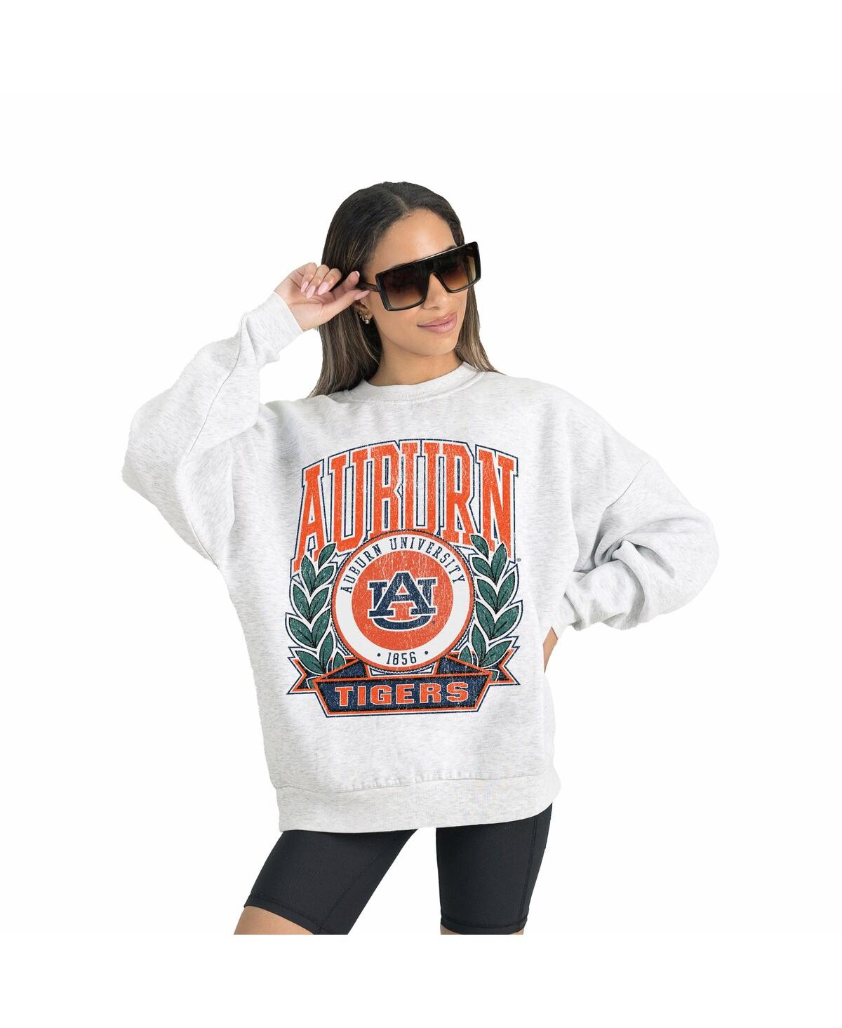 Gameday Couture Women's Gray Auburn Tigers Premium Fleece Drop Shoulder Oversized Pullover Sweatshirt In Gray