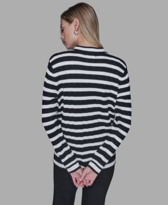 Petite Striped Long-Sleeve Cardigan Sweater