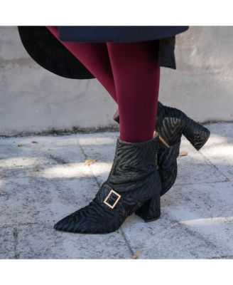 Women's Black Hairy Zebra Grace Customizable Ankle Boot