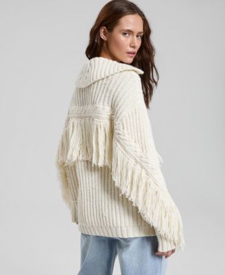 Women's Button-Front Fringe Cardigan, Macy's Exclusive
