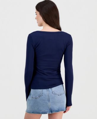 Juniors' Jersey Knit Long-Sleeve Top