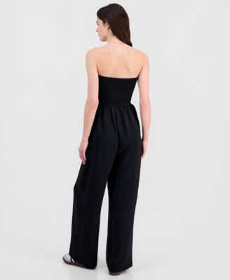 Juniors' Smocked Strapless Jumpsuit