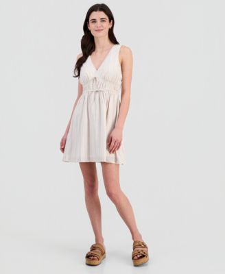 Juniors' Striped Picot-Trim Mini Dress