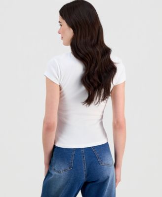 Juniors' Beaded Crewneck T-Shirt 