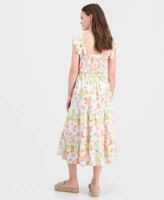Juniors' Sleeveless Floral Midi Dress