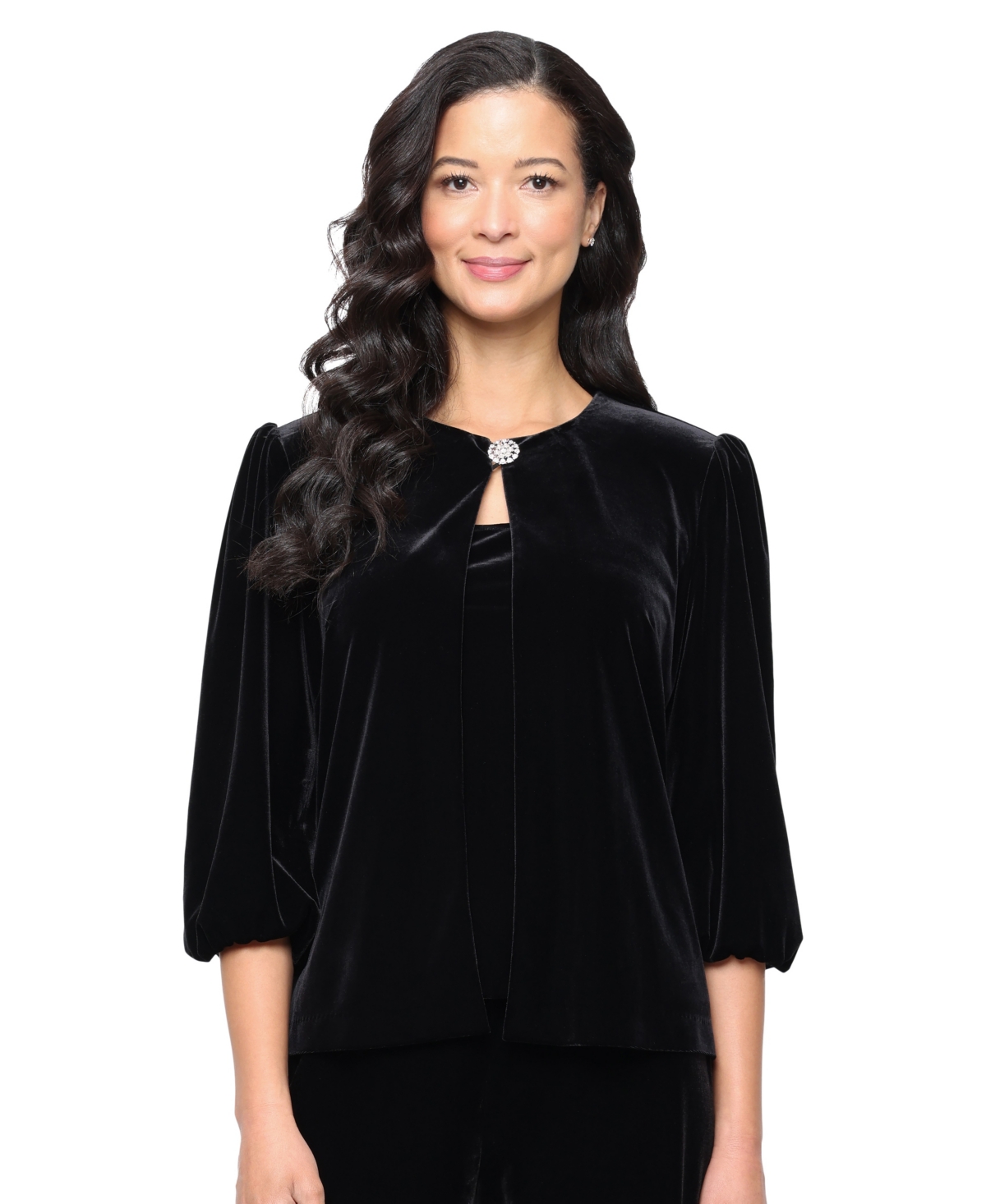 Alex Evenings Women's Stretch Tank Top And Jacket Twinset In Black