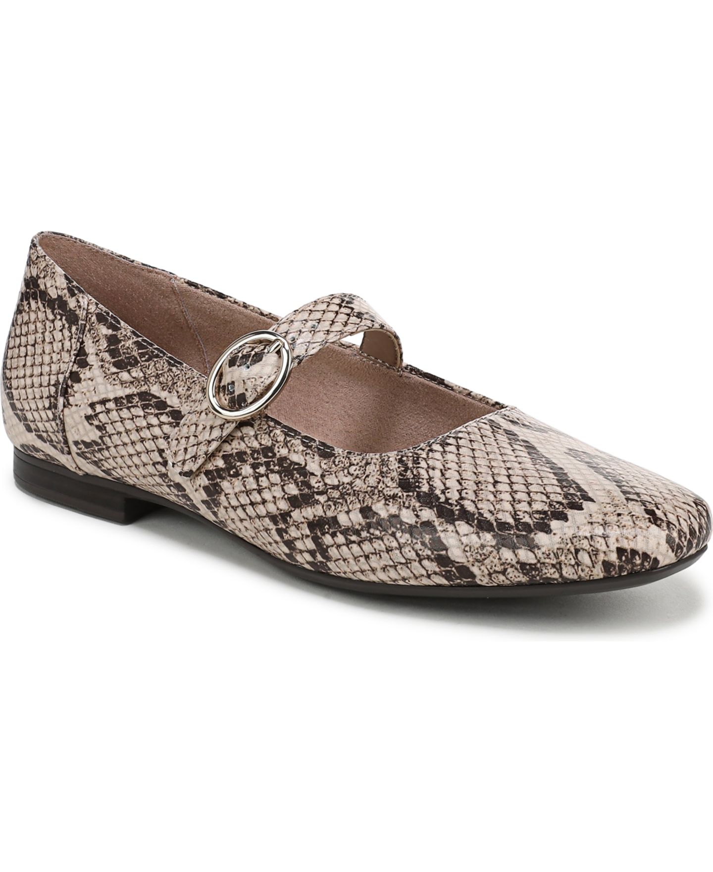 Женские балетки Naturalizer Kelly Mary-Jane Flats, цвет: Бежевый змеиный с принтом искусственная кожа — фото 1