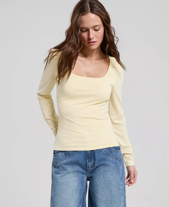 Women's Square-Neck Long-Sleeve Top