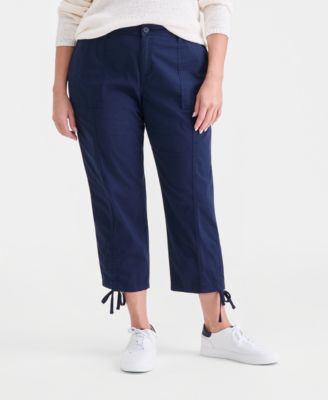 Plus Size Tie-Hem Cropped Utility Pants, Exclusively at Macy's 