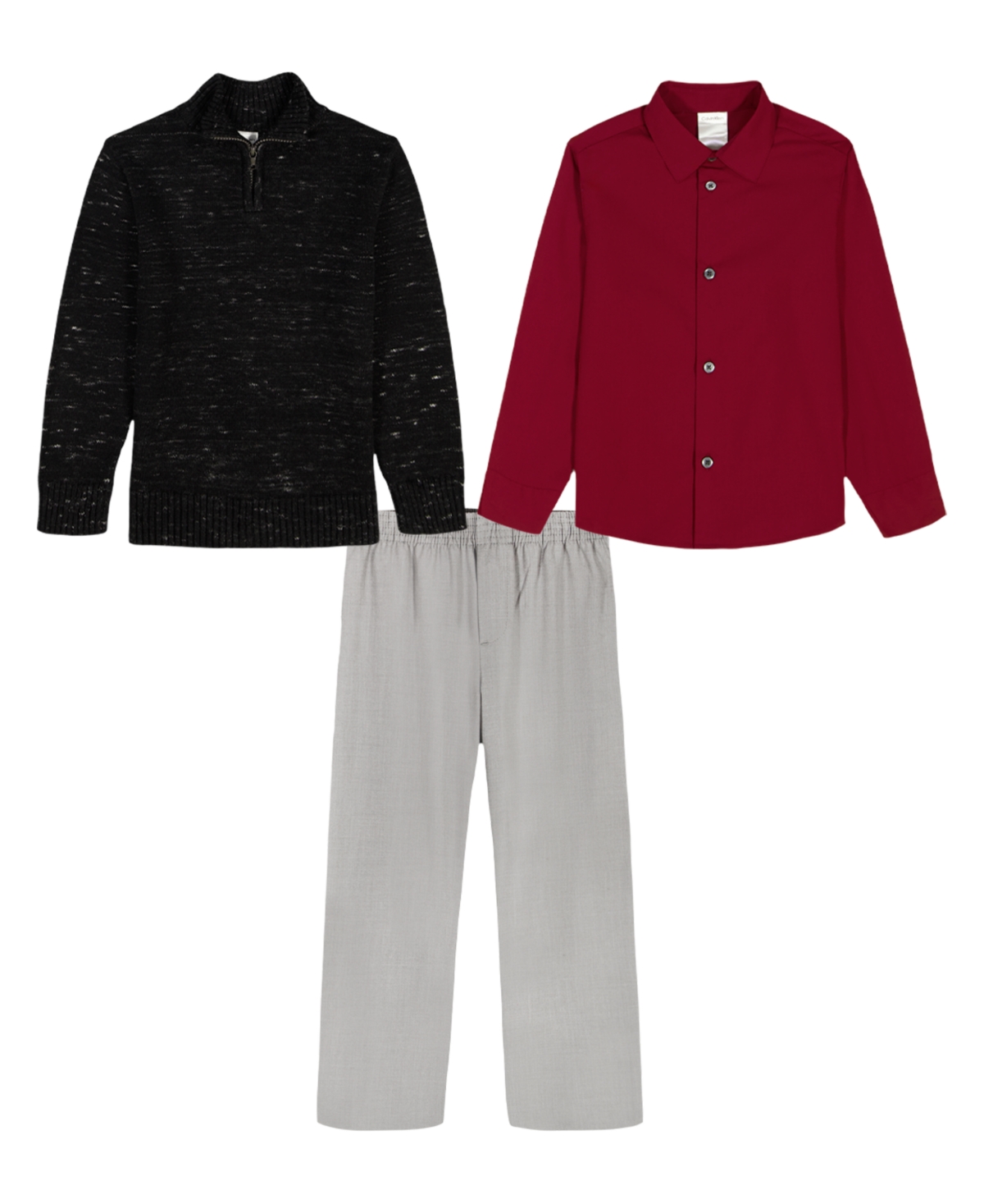 Calvin Klein Boys 2T-7 Long-Sleeve Sweater, Shirt and Pants, 3-Piece Set