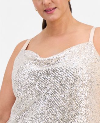 Plus Size Sequinned Cowlneck Camisole