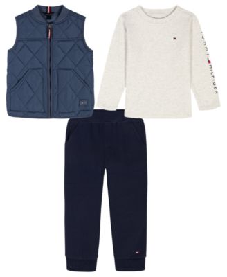 Tommy Hilfiger - Boys Toddler 2T-4T 3-Piece Crewneck T-Shirt, Vest and Pants Set