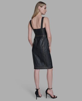 Women's Sweetheart Denim Corset Sheath Dress