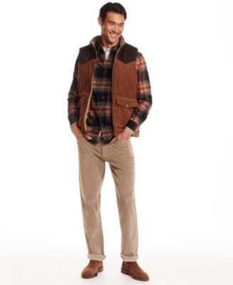 Weatherproof Vintage Mens Western Cord Suede Vest Flannel Shirt Superfine Corduroy Pants In Brown