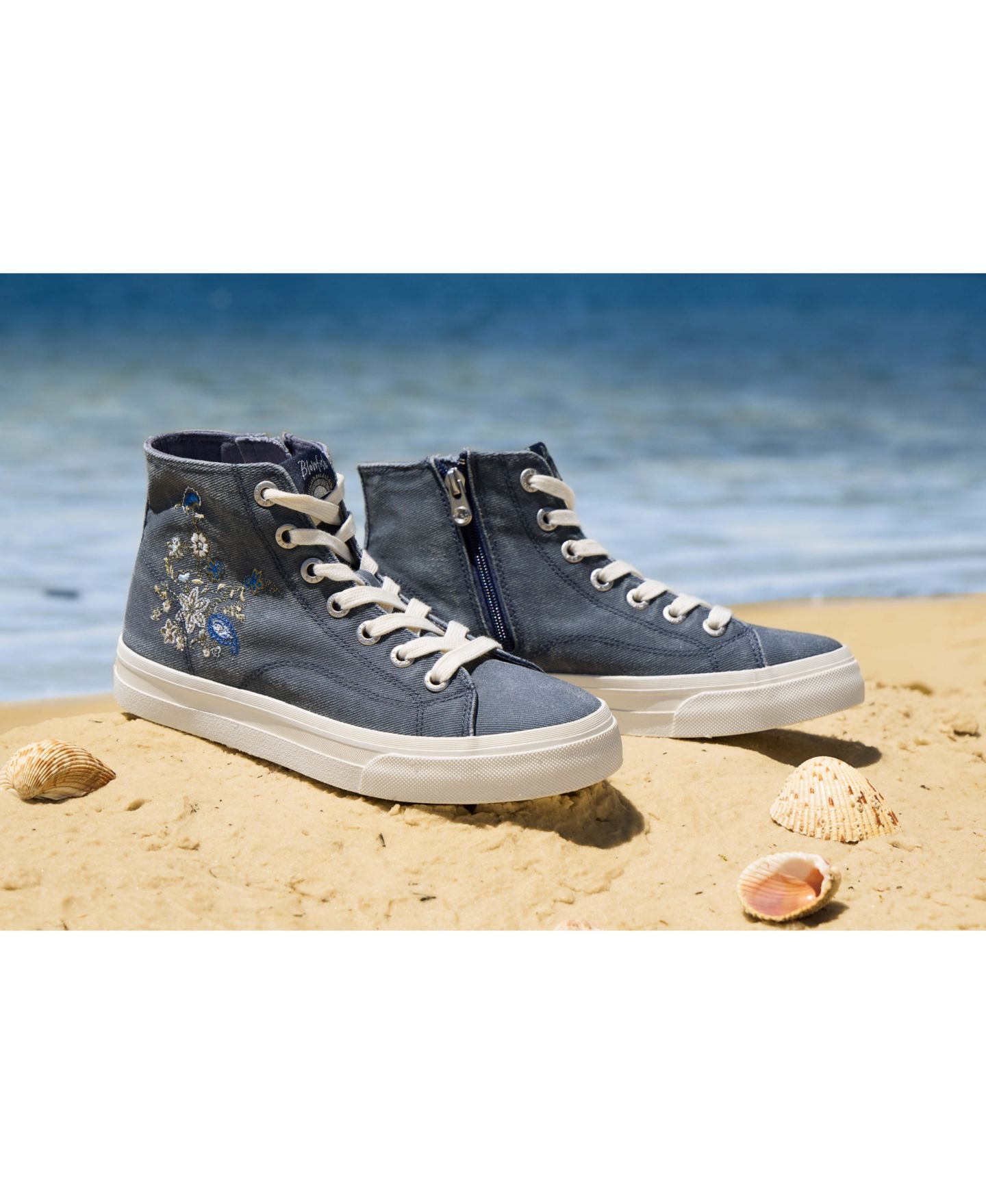 Женские кроссовки Blowfish Malibu Catch Sun High Top Zip Platform, цвет: Тёмно-синий холщовый — фото 3