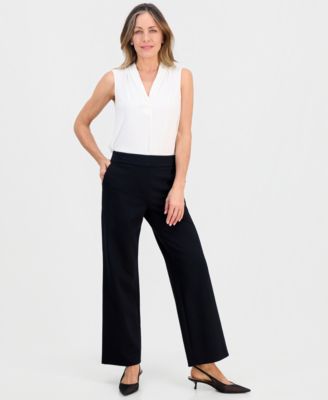 Petite Mid-Rise Pull-On Wide-Leg Pants