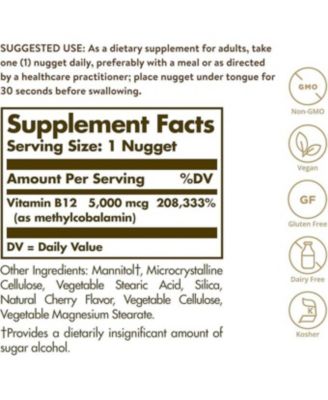 Methylcobalamin (Vitamin B12), 5000 mcg, 60 Nuggets