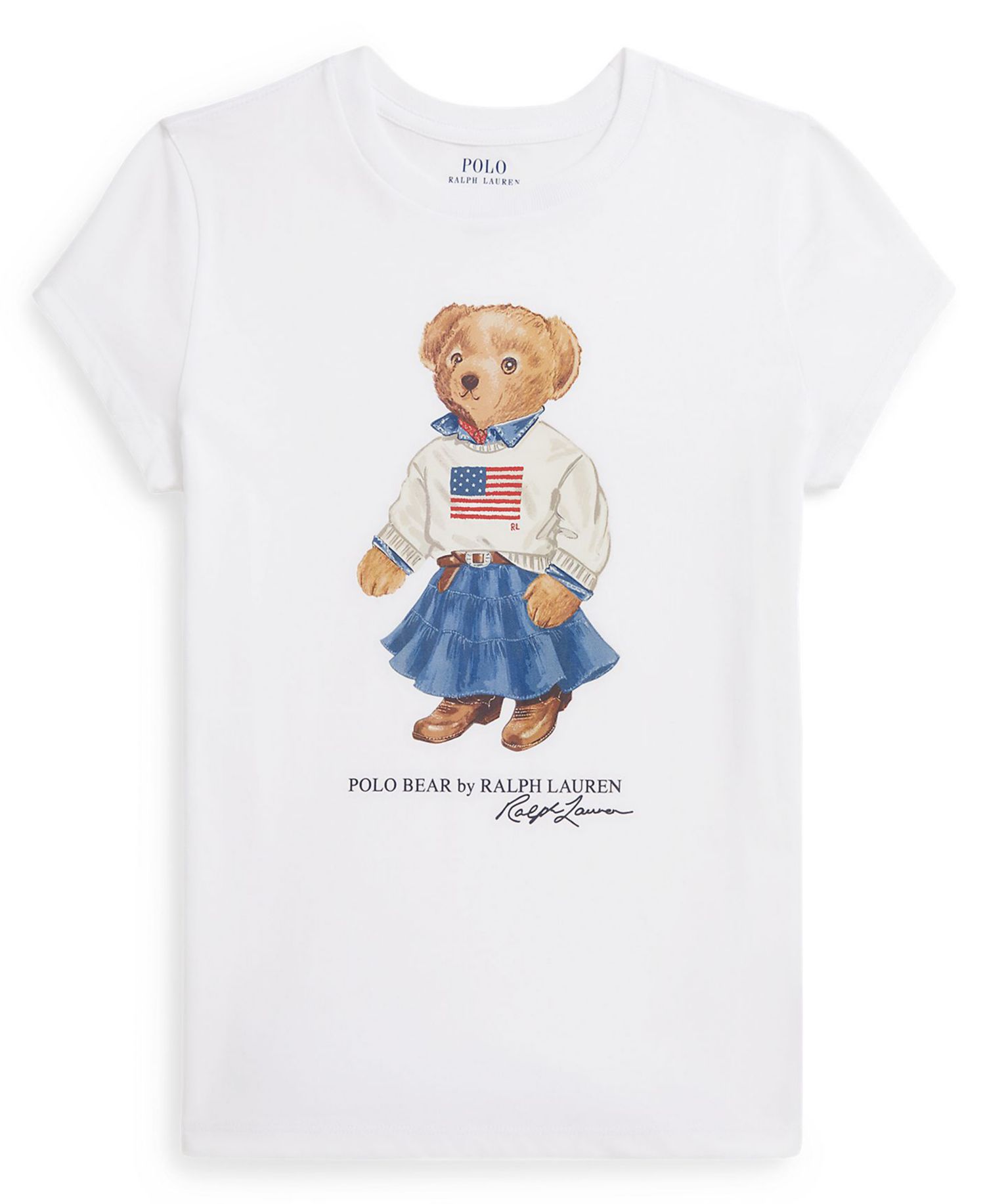Girls' 7-16 Polo Bear Printed Short-Sleeve T-Shirt